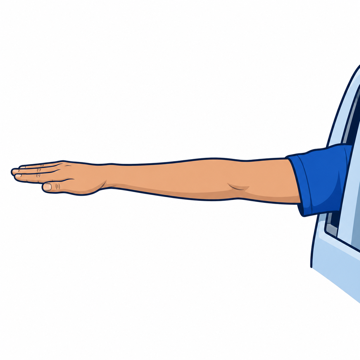 A left arm extended horizontally.