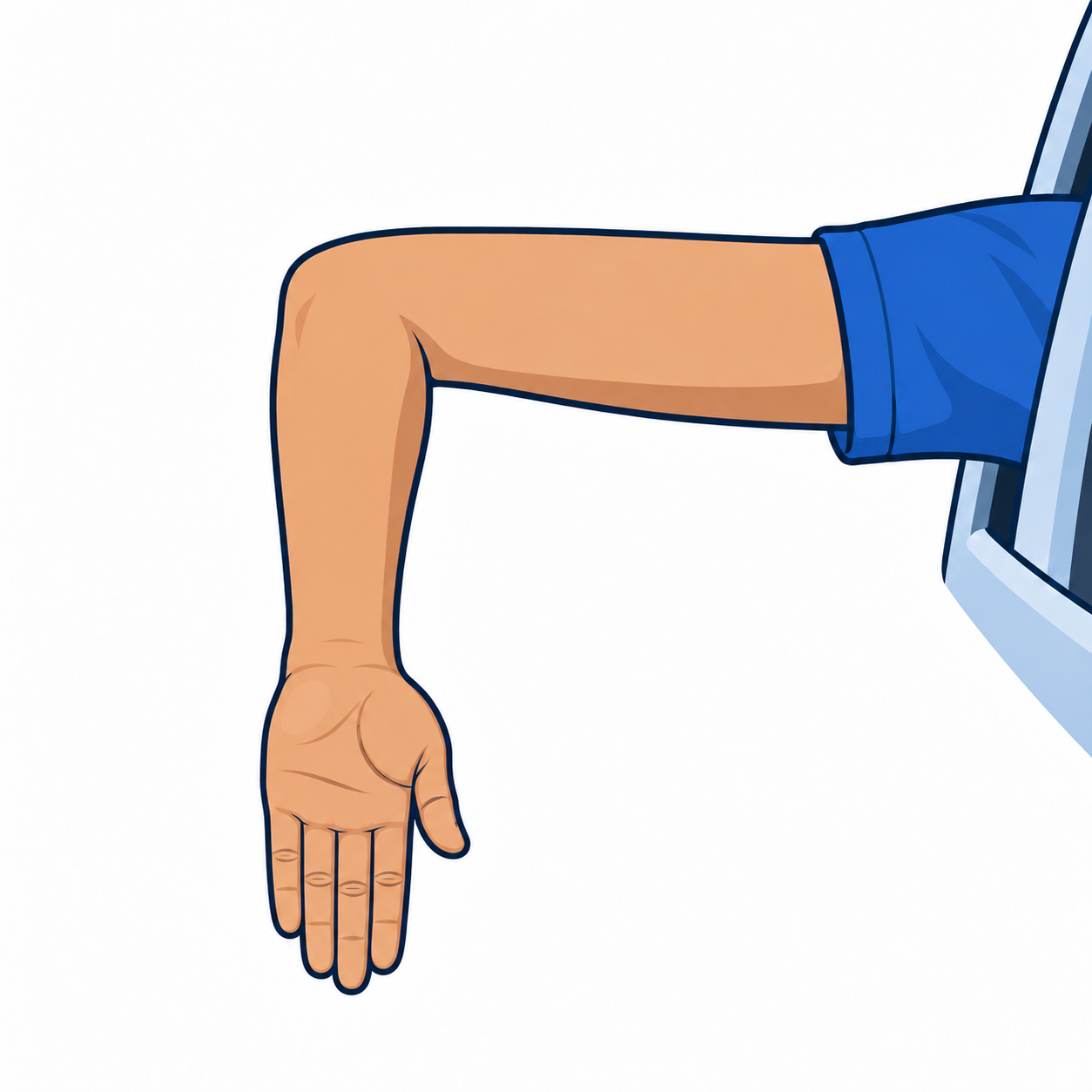 A left arm bent at the elbow, with the forearm pointing downward.