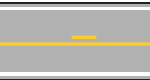 Road segment with a broken yellow line above a solid yellow line.
